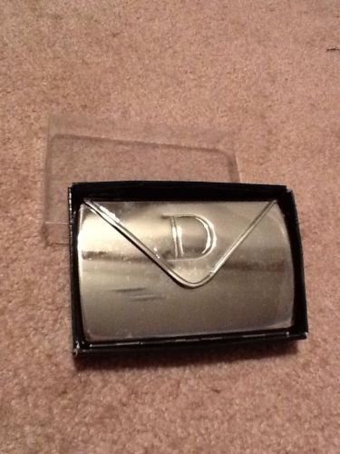 Ganz Metal Business Card Holder with initial &#034;D&#034; NEW in box