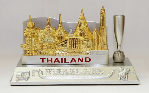 Thailand Best Actraction Gold and Silver Aluminum Pen and Card Place Holder