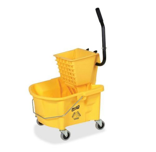 Splash guard mop bucket wringer combo 6 gallon capacity yellow cleaning casters for sale