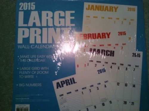 New Large Print Easy to see16 Month Calendar 2015 Office work job home 11&#034;X 12&#034;