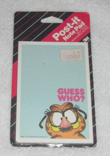 New! vintage 1987 3m jim davis garfield post-it notes pad guess who? 4&#034; x 5-7/8&#034; for sale