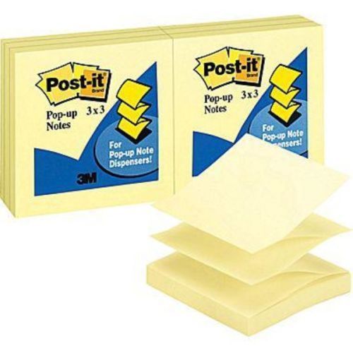 Post-it Pop-up Notes Pack of 12 Individual Packs 3&#034;x 3&#034; Yellow New