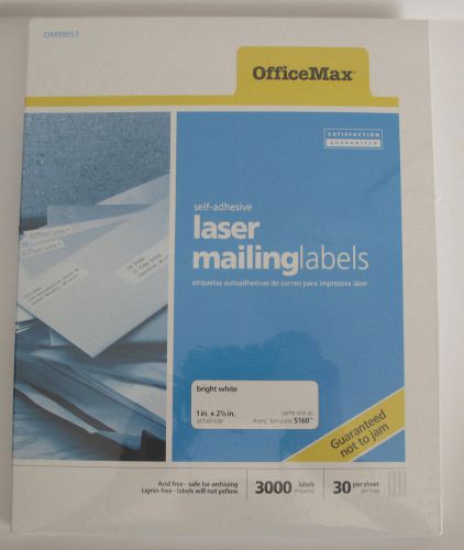 OfficeMax Laser Mailing Labels Self-Adhesive 99053, 3000 labels