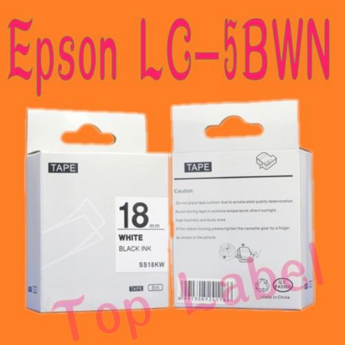 2 PKS compatibel Epson label  LC-5WBN Tape Epson 18mm black on white label
