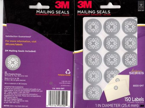 3M MAILING SEALS PERMANENT ADHESIVE SILVER 150 LABELS 1IN DIAMETER