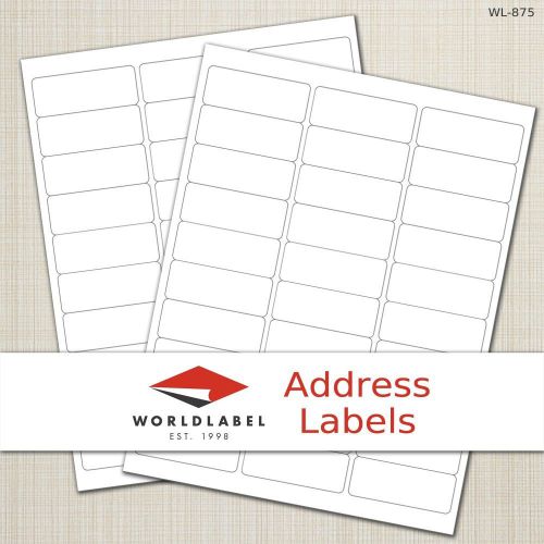 Address Labels: 2.625 x 1&#034;, 100 sheets, 30 labels/sheet, use Avery 5160 template
