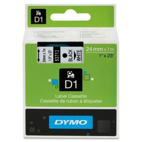 Dymo 53713 Label Tape D1 Black on White Single 1 Width x 23 ft Length
