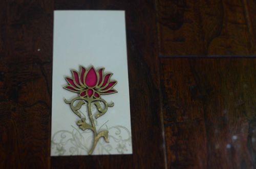 Cream and pink &amp; gold lotus money holder / letter envelopes (5 pieces)