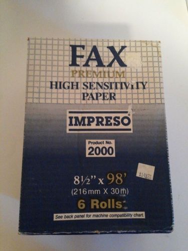 6 ROLLS OF FAX PREMIUM HIGH SENSITIVITY PAPER  IMPRESO N2000 8 1/2&#034; X 98&#039;