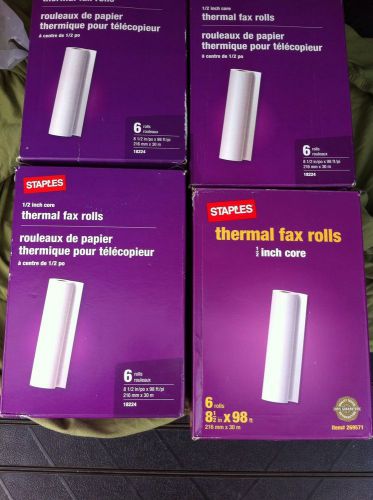 24 Rolls Staples Thermal Fax Rolls 1/2&#034; Core  Each Roll is: 8 1/2 inch x 98 Ft