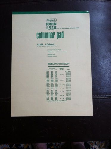Boorum &amp; Pease Columnar Pad, 8 columns 10-1/2&#034; x 14&#034; 50 Sheets Premium Paper NEW