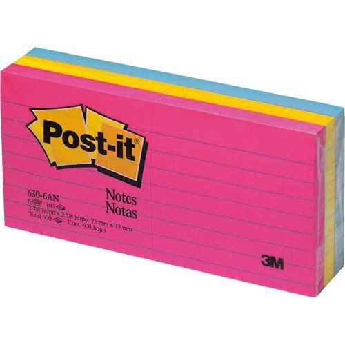 Post-it neon fusion collection lined notes - self-adhesive, (6306an) for sale