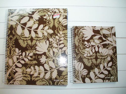 NEW Set of 2 Antonio Miro Miquelrius Spiral Hardcover Notebooks - Brown Floral