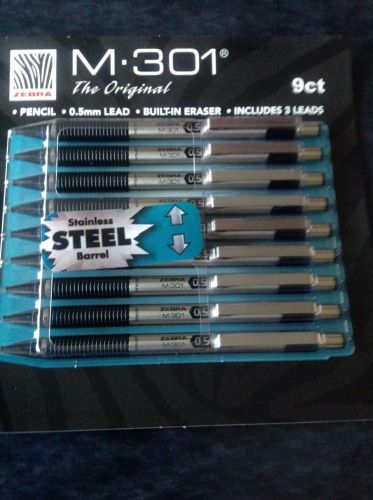 Zebra M-301 Stainless Steel Mechanical Pencil -0.5mm 9 count  LOT NEW $33 RET