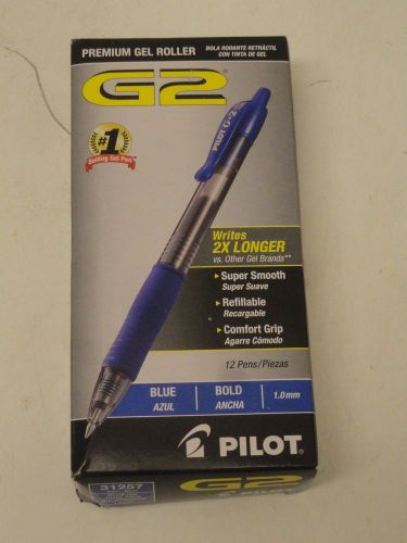 12ct pack Pilot G2 Premium Gel Roller Pens BLUE Bold 1.0mm 31257