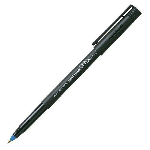 Uni-ball Onyx Rolling Ball Pen - 1 Mm Pen Point Size - Blue Ink - 12 (san60145)