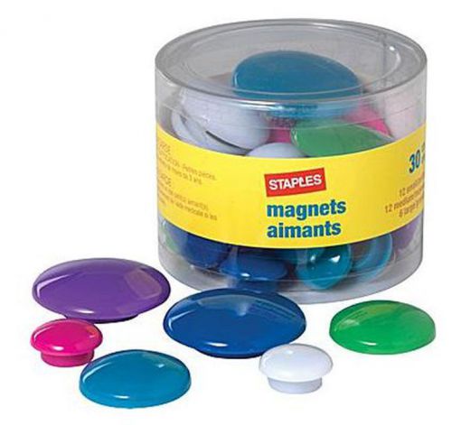 Tub 30 Assorted Color Magnets dry erase board Small Medium Large Magnet Board