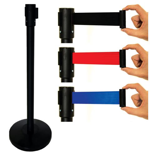Cafe Crowd Control Barriers Retractable Safety Security Stand - Black Post