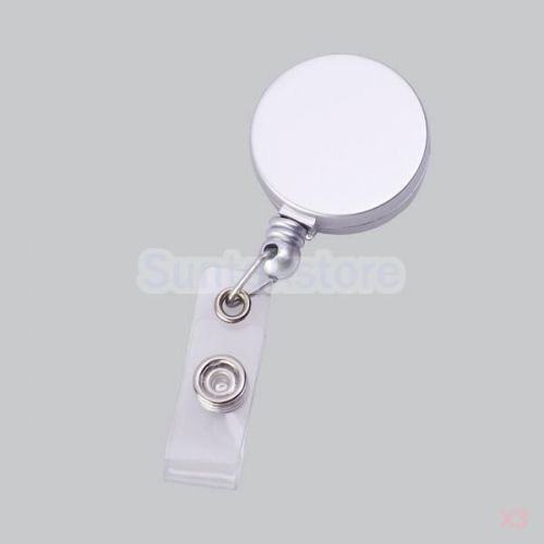 3xoffice retractable reel pull  key id name badge tag key card holder metal clip for sale