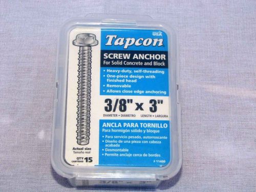 Tapcon 3/8 x 3 concrete brick block masonry anchor screw bolt stud qty 15 new for sale