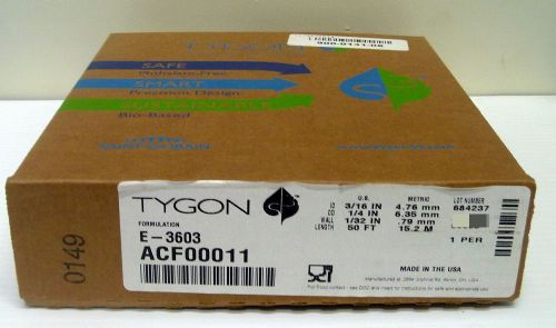 Tygon ACF00011 E-3603 Tubing: (ID)3/16&#034;, (OD)1/4&#034;, (Wall)1/32&#034;, 50FT
