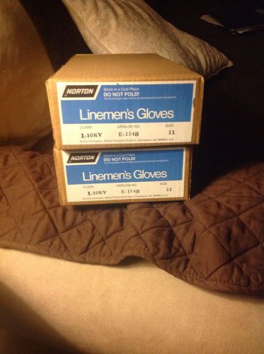 (2) Pair Norton Lineman&#039;s Gloves 1-10KV  Linemen Insulating Size 11 E-114B