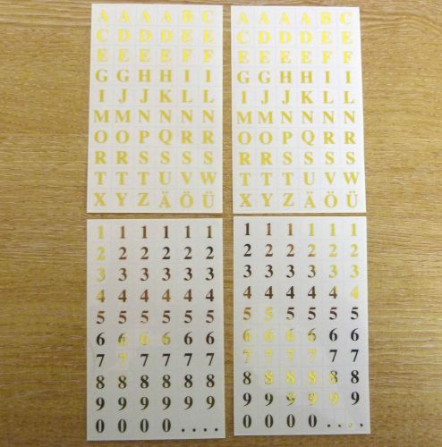 7mm Gold on Clear Labels , Sticky Vinyl Letters or Numbers  Plastic Stickers
