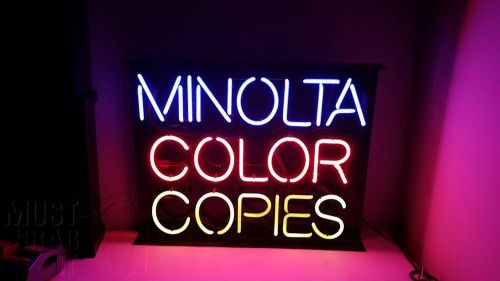 19x24 neon sign &#034;minolta color copies&#034; 3 color, 110v for copy shop for sale