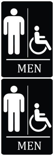 Set Of Two Black Men Wheelchair Access Man Available Restroom Bathroom New s99