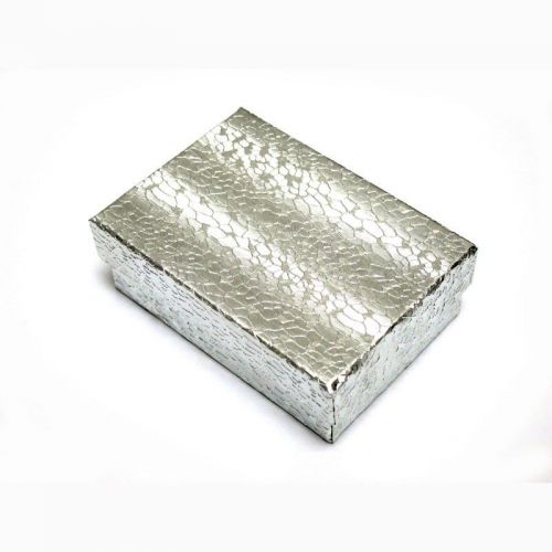 Wholesale 100 Silver Cotton Filled Jewelry Gift Boxes 3x2&#034;