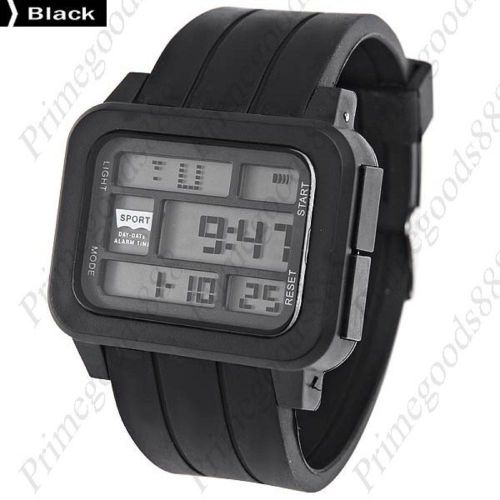 Grid LCD Electronic Alarm Chronograph Wrist Men&#039;s Wristwatch Back light Black
