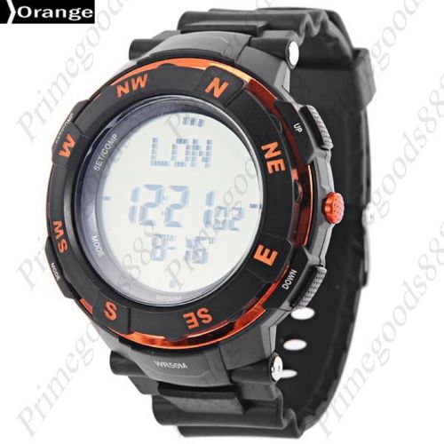 LED Light Digital Sports High Quality Silica Gel Men&#039;s Wrist Wristwatch Orange