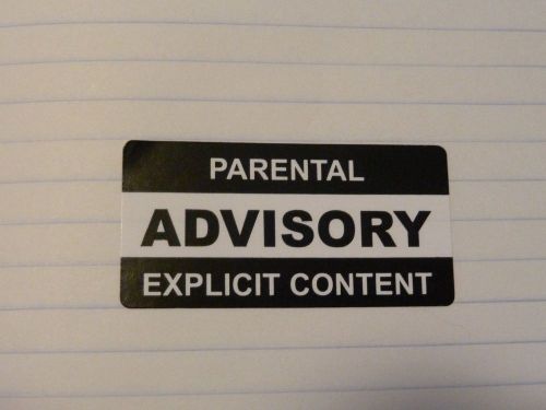 PARENTAL ADVISORY EXPLICIT CONTENT stickers 1&#034; x 2&#034; Black and White (20 labels)
