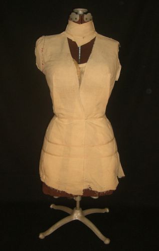 Antique Vintage 38&#034; Display Dress Form Mannequin W/ Cast Iron Base       (Q)
