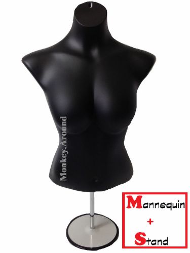 Mannequin female black torso dress form big bust display clothing hanging stand for sale