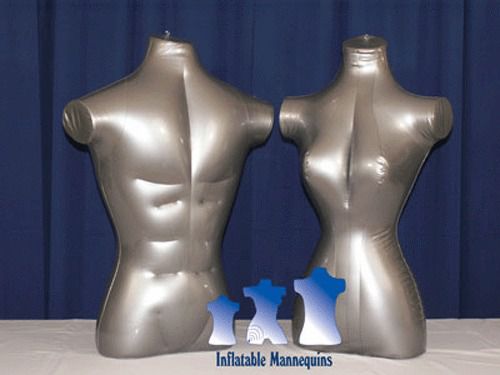 His &amp; her special - inflatable mannequin - torso forms standard size, silver for sale