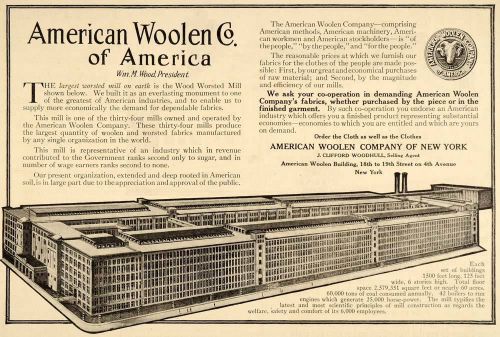 1911 ad american woolen factory wm. m. wood new york - original advertising mix9 for sale