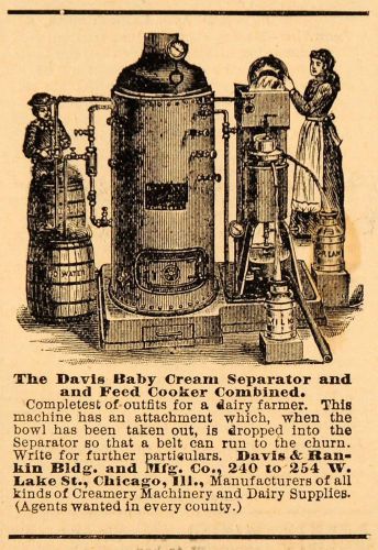 1893 ad davis rankin cream separator feed dairy farm machinery agricultural aag1 for sale
