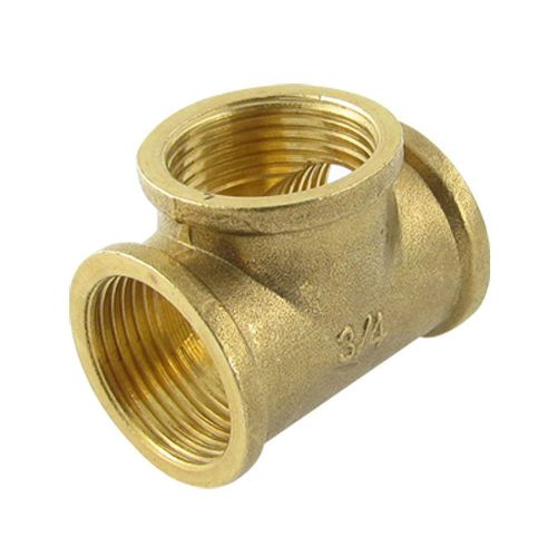 Air water fuel pipe brass t shaped equal tee connector adapter 3/4&#034; female thre for sale