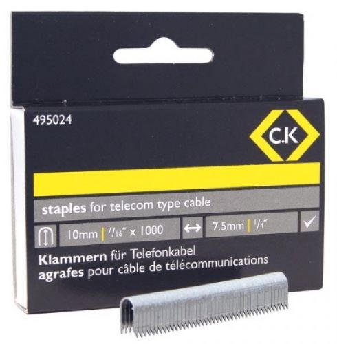 CK 495024 TELECOM CABLE STAPLES 4.5 x 10mm * BOX OF 1000 * NEW Half Round