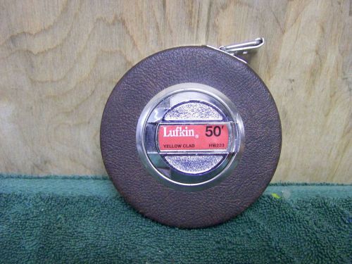 Lufkin 50&#039; Yellow Clad HW223 Measuring Tape-RARE Brown Case