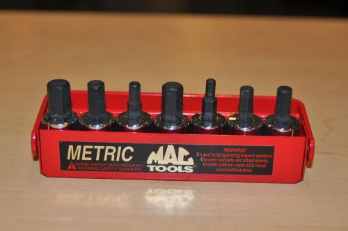 MAC TOOLS XDS 7PC 3/8&#034; DRIVE HEX DRIVE SOCKET SET W/ TRAY PRE-OWNED