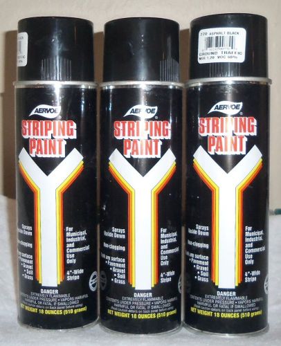 Lot of 3 AERVOE Black Upside Down Striping Paint 18 oz Cans