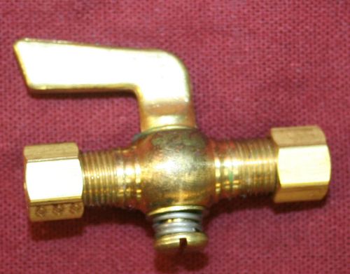 1/4 inch compression tube brass drain pet cock shut off valve fuel gas air ball for sale