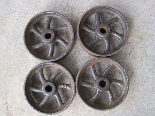 4 antique cast iron curved spoke scale wheels for hit miss engine cart,5&#034;x1.5&#034; for sale