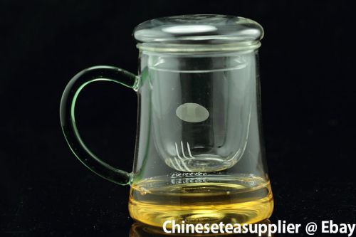 Glass tea maker with dark green handle-400ml for sale
