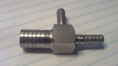 Reducing barbed tee, lancer, stainless fitting, 1/2 barb x 1/4 barb x 1/4 barb for sale