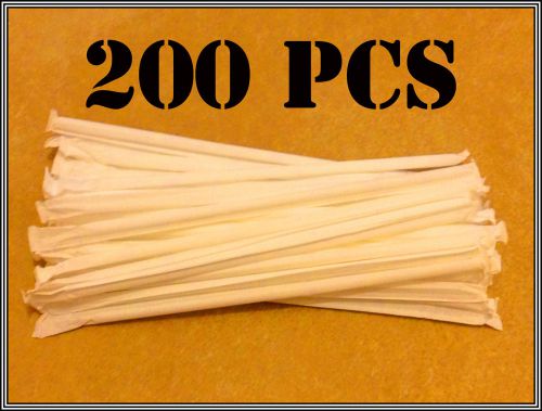 200 WHITE Giant Drinking Straw 7&#034; for Frozen Cocktail Smoothie Shake ice coffee
