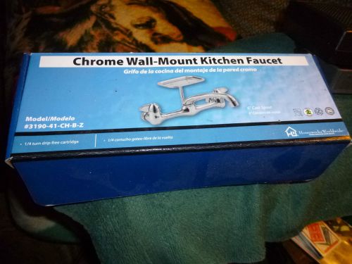 CHROME WALL MOUNT KITCHEN FAUCET WITH SOAP DISH HOMEWERKS 7 TO 9&#034; ADJ  ON CENTER