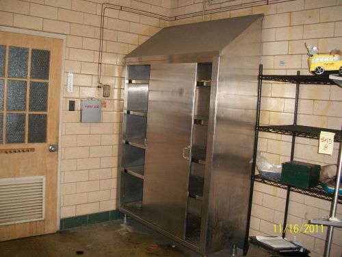 5 feet stainless Steel Cabinet  with shelves and sloped top.